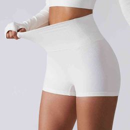 Fitness Clothing Women Shorts Solid Colour High Waist Seamless Gym Bottoms Stretch Slim Sexy Push Up Hip Sporty And Rich Shorts Y220311