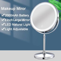 10 magnifying glass Canada - Compact Mirrors 8 Inch Metal Double-Sided 5 Times 10 Magnifying Glass Desktop Gift Makeup Mirror Portable Led With Light