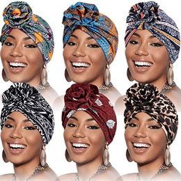 Ethnic Clothing Pastoral Floral Print Turban Women National Wind Muslim Hat Bandana Chemotherapy Sleep Caps Beanies Headwrap Fashion Casual