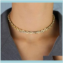 Chokers Necklaces & Pendants Jewelryhip Hop Multi Layer Iced Out Bling Micro Pave Cz Women Girl Fashion Heavy Chain Choker Necklace For Chri