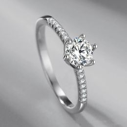 snowflakes wedding UK - S925 Silver Fashion Snowflake Simulation Moissanite Group-set Diamond Ring Wedding Engagement Elegant Women's Jewelry Gift