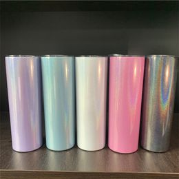 20oz Glitter Sublimation Skinny Tumbler Stainless Steel Vacuum Insulated Leak-proof Coffee Water Drinking Bottles