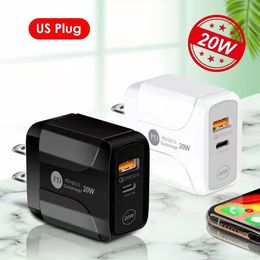 typec usb fast wall chargers 20w pd and qc 3 0 dual ports with us eu plug per iphone 13 12 11 pro max ipad xiaomin huawei mobile phone scatola al dettaglio
