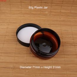 100pcs/Lot Wholesale 50g Plastic Facail Cream Jar PET Bottle Empty Cosmetic Container Black Lid Small Pot Makeup Vial Packaginghood qty