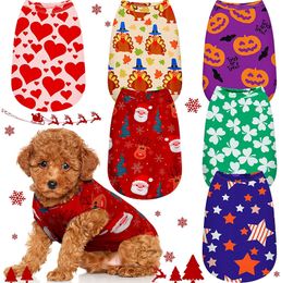 8 Colour Holiday Pets Vest Shirt Festivals Dog Apparel Festival Puppy Cute T-Shirt Clothing Breathable Dogs Clothes for Cat Halloween Christmas Valentine's Day XL A117