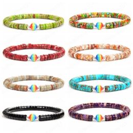 Handmade Fashion Rainbow Beads Bracelets for Women Boho Jewellery Colourful Stone Elastic Bracelet Wrist Accessories Female Girls