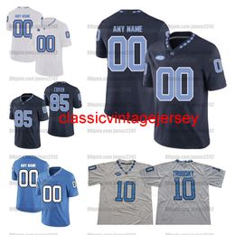 Custom UNC Football Jersey Brown Surratt Downs Simmons Newsome Howell Williams Gemmel Vohasek Walston Fox Stitched White Blue Top Quality