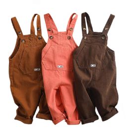 Spring Korean Style Baby Girls Loose Overalls Cute Casual All-match Suspender Trousers Bib Toddler Boys Kids Pants 210417