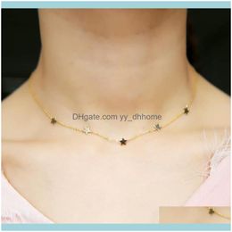 Chains Necklaces & Pendants Jewelrychains Romantic Star Necklace Minimal Plain Charm Gold Filled 925 Sterling Sier Chain Choker Delicate Nec