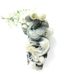 Decorative Objects & Figurines Natural Delicate High Quality Hand Craft Dushan Jade Crystal Dragon For Home Decoration Gift WLL