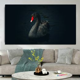 Black Swan in Water Animal Posters and Prints Modern Canvas Painting Wall Picture for Interior Room Decoration Canvas Print Art