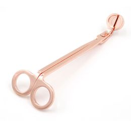 Stearinljus trimmer rostfritt stål ljus sax trim wicks clipper cutter snuffer släckare runda huvudet 18cm rosa guld silver jy0949