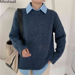 Twisted Knitted Thick O-neck Women Pullover Sweater Spring Korean Vintage Fashion Female Jumpers Tops Femme 210513