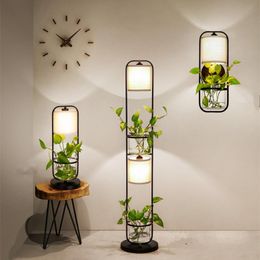 Floor Lamps Modern Glass Lamp Chinese Decoration Plant Fabric Lampshade Designer Study Stand Living Room