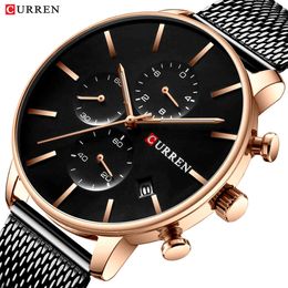 Mens Watches Curren Fashion Quartz Wristwatch for Men Classic Chronograph Clock Casual Sport Watch Waterproof Relogio Homem Q0524