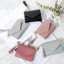 Matte Leather Small Women Wallet Luxury Famous Mini Womens Wallets And Purses Short Female Coin Purse Credit Card Tassel Pendant Wallets