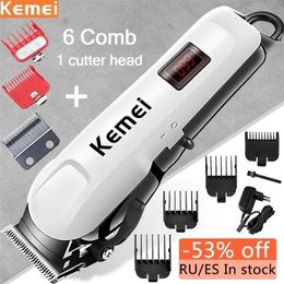 Kemei Electric Hair Clipper Cutting maching Wireless Trimmer Men Professional clipper machine rechargeable hair cut barber 220216