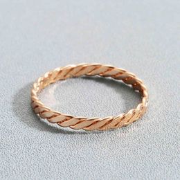 LUTAKU Round Rings for Women Minimalist Jewellery Thin Gold-color Twist Rope Stacking Wedding Rings bijoux G1125