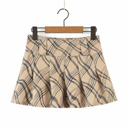 PUWD Sweet Women High Waist Skirt Summer Fashion Ladies England College Style Female Plaid Mini Pleated 210427