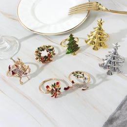 Napkin Rings High-End Christmas Tree Ring Bowknot Wreath El Sample Room Set Table Buckle Decoration