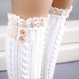 1 Pair Warm Knitted Socks To The Knee Women Leg Warmers Knitting Gaiters Long Legwarmers Polainas Renda Bota