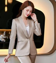 Women's Two Piece Pants Women Suits Short Jacket Office Lady Formal Work Clothes Woman Set 2168