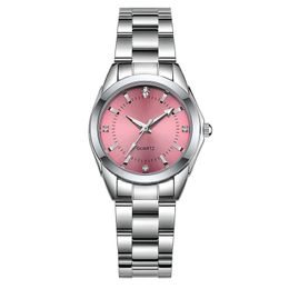 Women Watch Simple Dial Bracelet 28MM Ladies Watches Stainless Steel Strap Boutique Wristband Fashion Wristwatch Business Style Montre De Luxe Girl Gift Pink