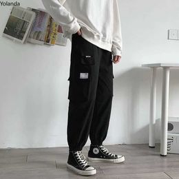 Punk Streetwear Black Cargo Pants Women Harajuku Hippie Oversize Grey High Waist Trousers For Female Hip Hop Gothic Q0801