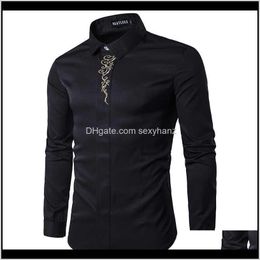 Clothing Apparel Drop Delivery 2021 Men Shirt Male Long Sleeve Casual High-Quality Printing Slim Fit Dress Shirts Mens Plus Size S-2Xl 1Mdaw