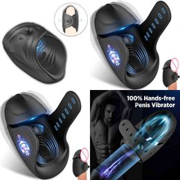 NXY Sex Masturbators Glans Vibrator Penis Massager Exerciser Male Adjustable Delayed Ejaculation Trainer Toys for Men 220127