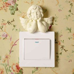 Resin Art Angel Switch s For Children Bedroom Vinyl Switchgear 3D Wall Sticker Nordic Home Decor Accessorie