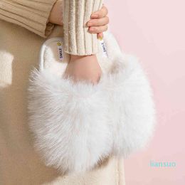 Simple imitation rabbit hair plush cotton slippers women's warm and comfortable home in winter, indoor soft bottom silent couple