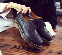 Shoes Men Leather Lace-up Thick Bottom Flat Platform Zapatillas Mujer Unisex Spring Autumn Causal Flats Oxfords Dress