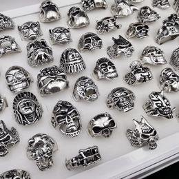 100pc Skull Rings For Men Hip Hop Ring Man Hiphop Jewellery Bulk 2021 Trend Male Gifts Wholesale