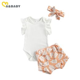 0-3Y Summer Infant born Baby Girl Clothes Set Ruffles Knitted Romper Shorts Outfits Toddler Costumes 210515