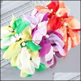 Headbands Hair Jewellery Fashion Bohemian Style Fabric Rhinestone Imitation Pearl Flower Headband For Women Outdoor Fairy Head Aessory Drop De