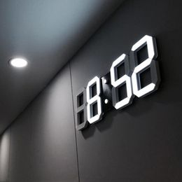 Wall Clocks 3D LED Clock Modern Digital Table Desktop Alarm Nightlight Saat For Home Living Room Office 24 Or 12 Hour