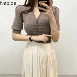 Ropa Mujer Chic Knitted Tshirts Tops High Waist Pleated Skirt Korean Vintage Suit Summer Two Piece Set Women 95295 210519