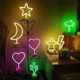 Table Lamps Night Light With Base Neon LED Cactus Modeling Lights Holiday Decoration For Indoor Home Bedroom Living Room GiftsTable TableTab