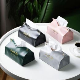 Tissue Boxes & Napkins PU Leather Box Napkin Holder Case Kitchen Living Room Car Paper Storage Container Home Table Decoration