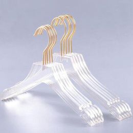 20PCS Luxury Clothes Hangers Clear Acrylic Dress Hangers with Gold Hook Transparent Shirts Holders with Notches for Lady Kids