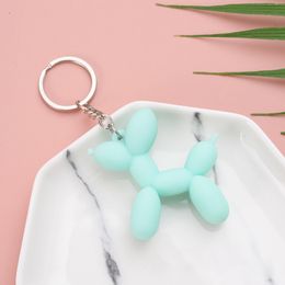 Colourful Balloon Dog Keychain for Man Soft Rubber PVC Cute Women Key Chain Car Ring Bag Pendant