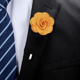 Handmade Groom Wedding Camellia Brooches Cloth Art Fabric Flower Brooch For Men Pin Shirt Suit Badge Lapel Pins Jewelry Accessories