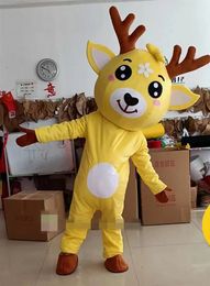 2022 new Adult Size Cute Deer Mascot Costume Halloween Christmas Fancy Party Dress Cartoon Character Suit Carnival Unisex Adults Outfit