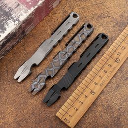 Mini broken window accident survival outdoor travel titanium alloy crowbar EDC bottle opener screwdriver multi-function tool