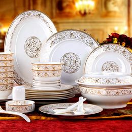 Fashion Porcelain Dinner Plates Luxury Sun Island Dinner Plates Sets with 60 Pcs Plates Bowl