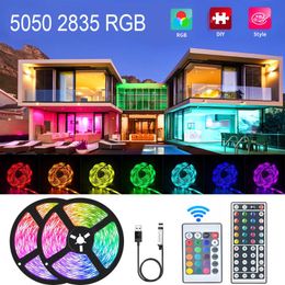 rgb strips for room UK - Strips LED Light Strip USB 1M-10M 2835 RGB Remote Control Flexible Holiday Christmas Room Kitchen Home Wall Decoration Lamp DC5V