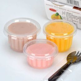 50Pcs Disposable Cups Set Of 120ml Sauce Pot Rippled Container Jello S Cup Slime Storage With Lid For Ketchup