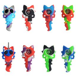 colorful titanium UK - Cute cartoon Unbreakable Silicone Pipe Tobacco for Water Bongs Colorful pipes with glass Bowl or titanium nail
