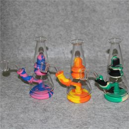 silicone smoking pipe Water Pipes multiple Color Silicon Oil Rigs bongs Hookahs Glass Bowl quartz banger ash cathcer